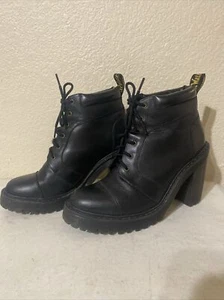 Dr Martens Boots Womens US 9 UK 7 Averil Black Leather Heel Platform Ankle - Picture 1 of 10