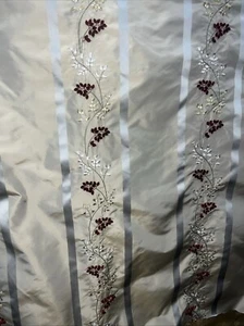 10 yards 100% SILK TAFFETA FLORAL STRIPES  EMBROIDERED DRAPERY HOME DECOR - Picture 1 of 6