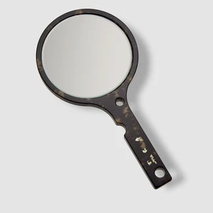 $316 Off-White Black Meteor Dark Havana Embossed Logo Makeup Hand Mirror - Picture 1 of 3