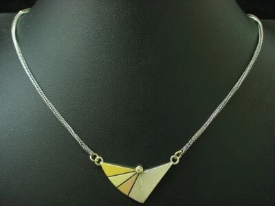 925 Argento Sterling Collier Con Brillante Ricoperto / Vero Argento/45,0cm/7,4g - Immagine 1 di 3