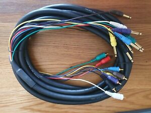 8-Way 6m 6.35mm 1/4" Mono Jack to RCA Phono Loom / Effects Patch Multicore Cable