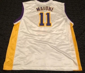 Vtg Reebok KARL MALONE #11 Los Angeles Lakers Jersey Mens Adult 2XL XXL White - Picture 1 of 11