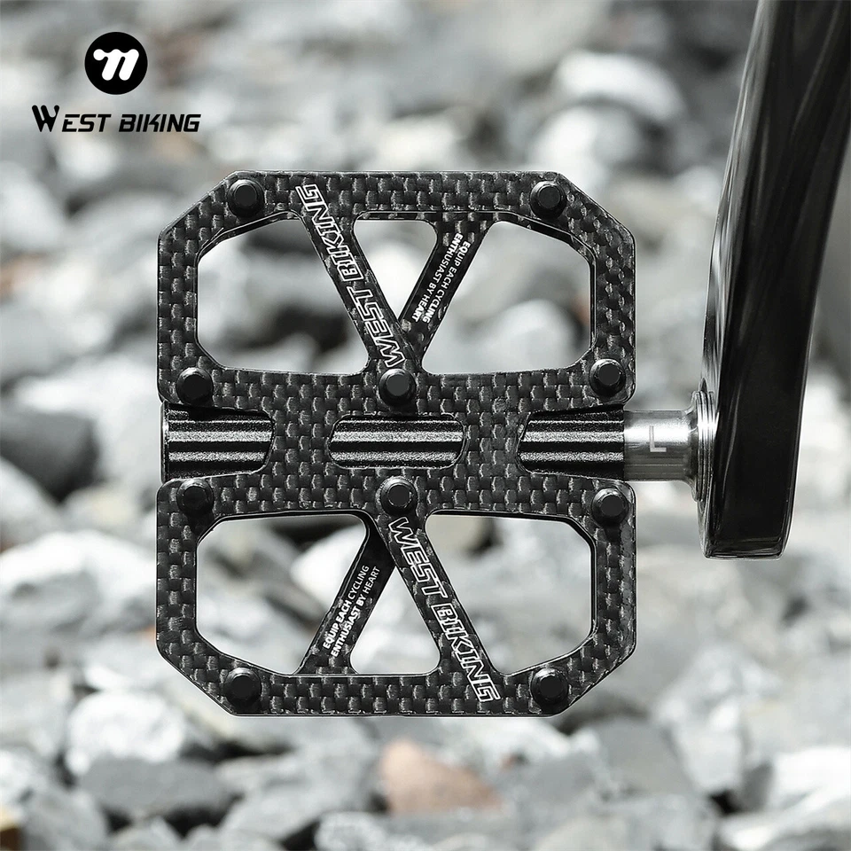 Pedales para bicicleta de carretera T700 fibra de carbono 3 rodamientos bicicleta ciclismo plataforma pedales Foto 1 de 4