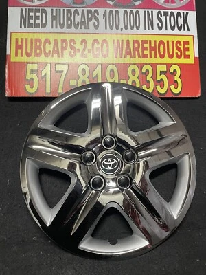 2007-2018 Toyota Camry 16" 5 Spoke Set Of 4 Chrome Hubcaps Aftermarket Black - Image 1 of 4