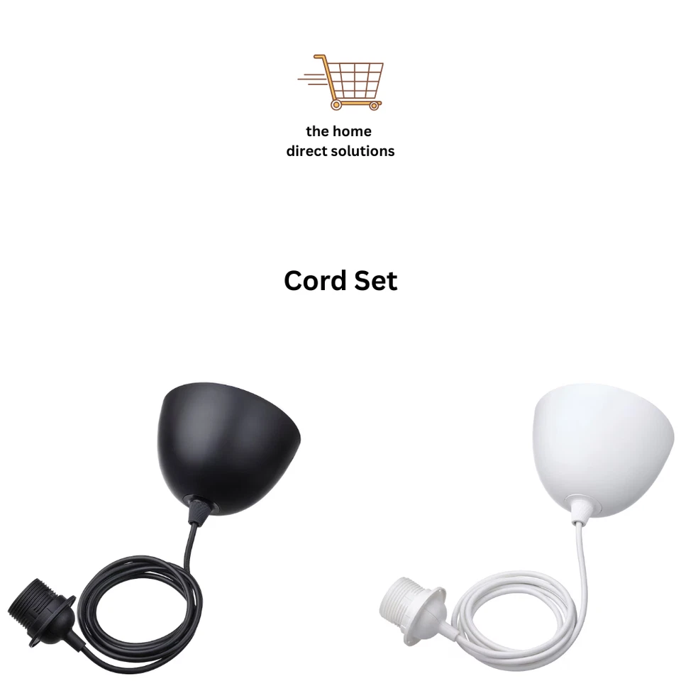 IKEA HEMMA Pendant Light Cord Set 1.8m Ceiling Fitting Lamp Holder Black/White - Image 1 of 1