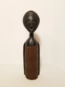 African Wood Carved Woman Statue 15" Tall Sculpture, Handcrafted in Ghana Africa - Picture 1 of 10