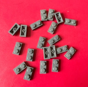 LEGO 1x2 Plate DARK GRAY (20 pieces) #3023 Bricks Blocks Parts - Picture 1 of 2