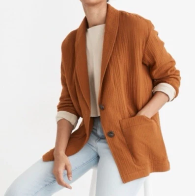 NWT Madewell Lightspun Dorset Blazer Jacket Orange Gold Pecan Gauzy Size S - Image 1 of 4