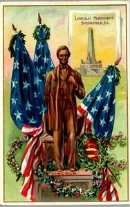 Abe Lincoln Patriotic Lincoln Monument Pub Tuck 1909 Vintage Postcard TT1 - Picture 1 of 2