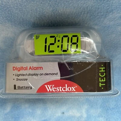Westclox iClox Digital Alarm Clock w Lighted Display on Demand * Snooze - Image 1 of 3