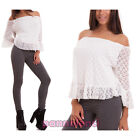 Women's Sweater T-Shirt Carmen Neckline Gypsy Lace Sleeves 3/4 Sexy New CR-1786