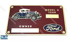 Fits For Vintage Ford Car Model A Year Owner Plate Brass Finish New - Foto 1 di 3