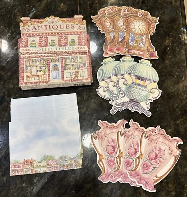 Carol Wilson Fine Arts Inc Antiques Embossed Die Cut Notecards w/ Env NIB - Image 1 of 3