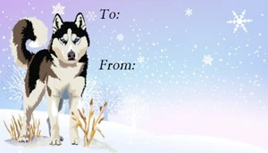 Siberian Husky Dog Christmas Labels No. 3 by Starprint - Set of 42 labels