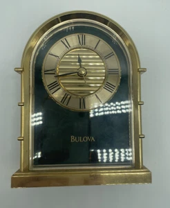 Bulova Archtop Jukebox Green Jade Mantle Shelf Desk Alarm Clock B1438 T9 UN779 - Picture 1 of 7