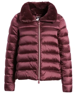 Save The Duck Mei Women's Faux Fur Collar Puffer Jacket Burgundy Size 3 / M - L - Picture 1 of 9