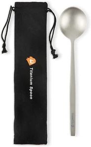 Cuchara sopera FINESS CITY titanio mango largo 8,7" con estuche impermeable camping nueva - Imagen 1 de 7