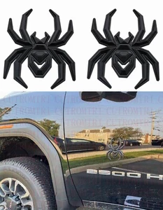 2Pcs Matte Black Spider Emblem Car Badge Logo for Truck, SUV Black Widow Edition - Picture 1 of 5