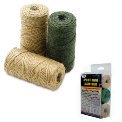 QNP RRG 3 Rolls 443' Premium Jute Twine String Natural 2Ply Cord Rope Craft Gift DIY Pet