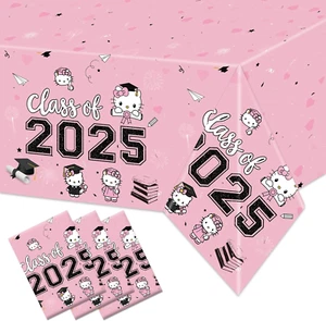 Hello Kity Pink Graduation Decorations 2025 Tablecloth 3Pcs Cute Themed Class of - Picture 1 of 12