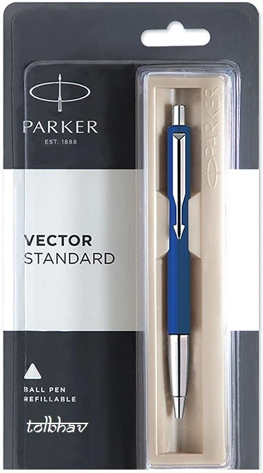 Stylo à bille Parker Vector Standard Chrome Trim CT bleu