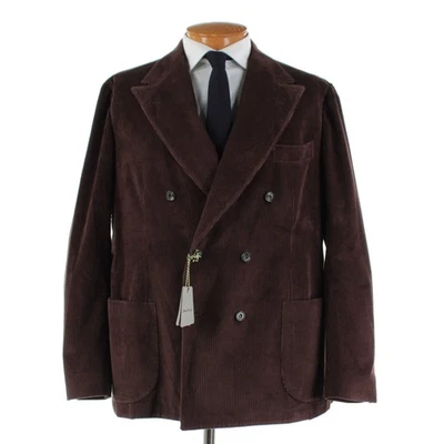 Abrigo Deportivo Sartorio Kiton Nuevo con Etiquetas Doble Pecho Pana Talla 62R (52R EE. UU.) Marrón Foto 1 de 4