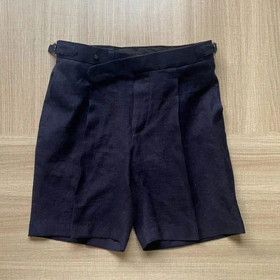 Pantalones Cortos Gurkha de Verano para Hombre Cintura Ajustable Pantalones Cortos Ajustados Lino/Algodón Foto 1 de 4