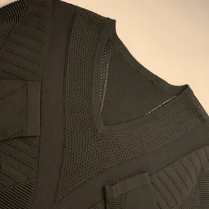 VERSACE Mens V Neck Sweater Pullover Small Extra Slim Fit Black Ribbed Diamond - Bild 1 von 21