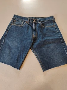 Levis 505 Jean Cutoff Shorts 31 Waist Dark Blue 18 Inch Length - Picture 1 of 8