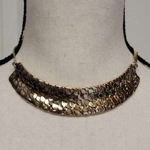 Steve Madden Choker Necklace Gold Tone Snake Statement Bib Funky Jewelry Gift - Picture 1 of 5