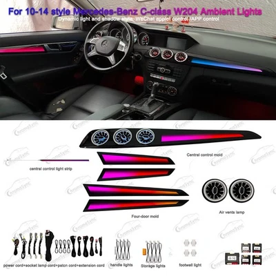Actualización de luz ambiental LED de 64 colores para Mercedes-Benz C180 C200 C250 W204 2010-14 Foto 1 de 4