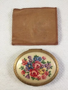 Vintage Kigu Petit Point bestickt floral kompakt mit Softcase - Bild 1 von 11