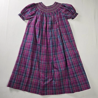 Strasburg Girls Smocked Purple Plaid Bishop Dress 5Y Party Dress - Image 1 of 4