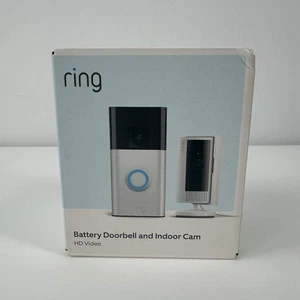 New Ring Battery Doorbell and Indoor Cam Doorbell Camera Black - Picture 1 of 5