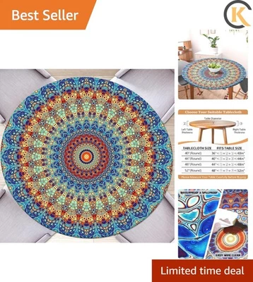 Durable Elastic Round Tablecloth 52'' - Ideal for Picnics and Dinner Gatherings - Image 1 of 4