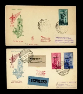 [ITALIEN] 1949-52 (2) FDC Triest / AMG-FTT / 100l-500l SC C23-25 / NY Luftpost CDs - Bild 1 von 2