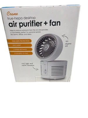 Crane 2-in-1 Air Purifier and Desk Top Fan, White, Standard, (EE-5073) - Image 1 of 3