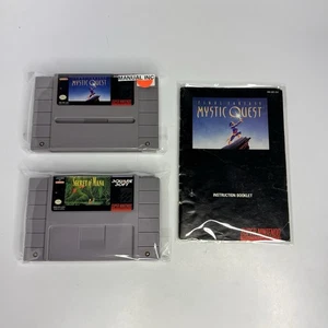 Secret of Mana Super Nintendo SNES + Final Fantasy Mystic Quest w/Manual RPG LOT - Picture 1 of 6