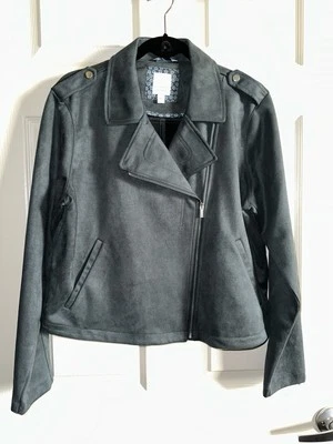 Jaqueta estilo moto Lauren Conrad LC azul verde GG grande - Imagem 1 de 4