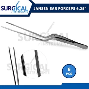 6 Jansen Ear Forceps 6.25" Bayonet Shape Serrated Tips - Picture 1 of 8