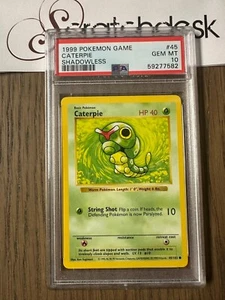 PSA 10 - Pokemon Caterpie 45/102 - Shadowless Base Set - Gem Mint - Bild 1 von 2