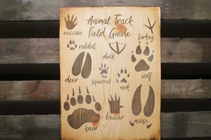 Animal track field guide sign Rustic farmhouse cabin home wall decor USA made !! - Picture 1 of 9