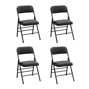Vinyl Black Steel Frame Padded Folding Chair(4 PACK) - Picture 1 of 1