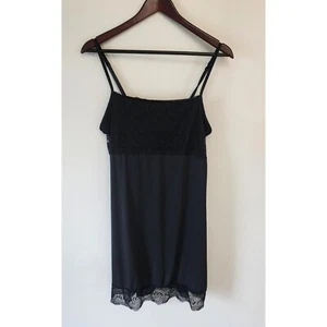 Rhonda Shear stretch black lace built in shelf bra slip nightgown size 2X - Picture 1 of 12