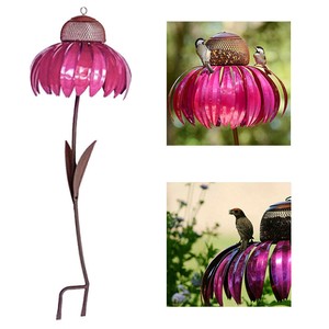 Roter stehender Metall Vogelhäuschen mit abnehmbarem Blumenpfahl Gartendekoratio