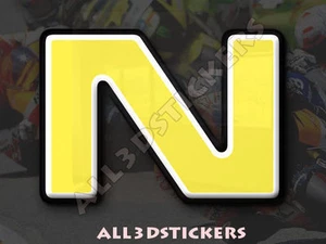 Autocollant Résine Lettre N 3D Couleur Jaune Taille 50mm Adhésif - Picture 1 of 1