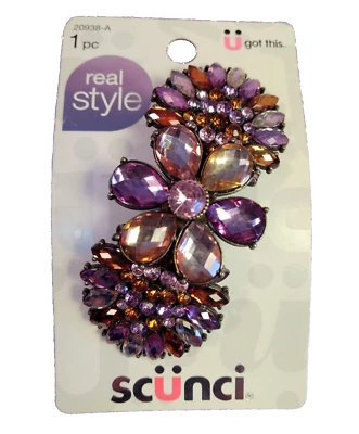Clip de pasador de pelo con estrás SCUNCI estilo real brillante boda púrpura rosa ámbar Foto 1 de 2