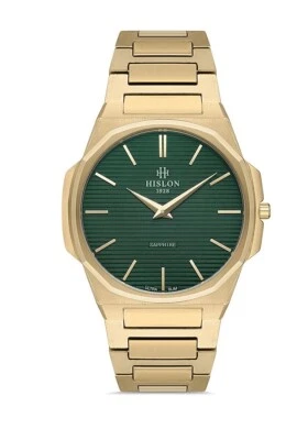 Hislon Men's Watch Ultra Slim Sapphire Glass Gold Color Green Dial New !!! - Image 1 of 4