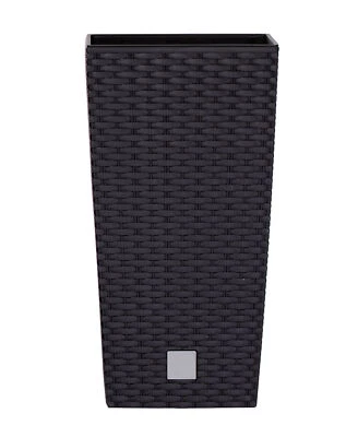 Kunststoff Flecht Blumen Topf 62 x 32 cm - anthrazit - Pflanz Kübel Säule eckig - Bild 1 von 2