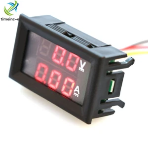 Digital Volt Amp Meter DC 0-100V 10A LED Voltmeter Ammeter Gauge Dual Red Panel - Imagen 1 de 4